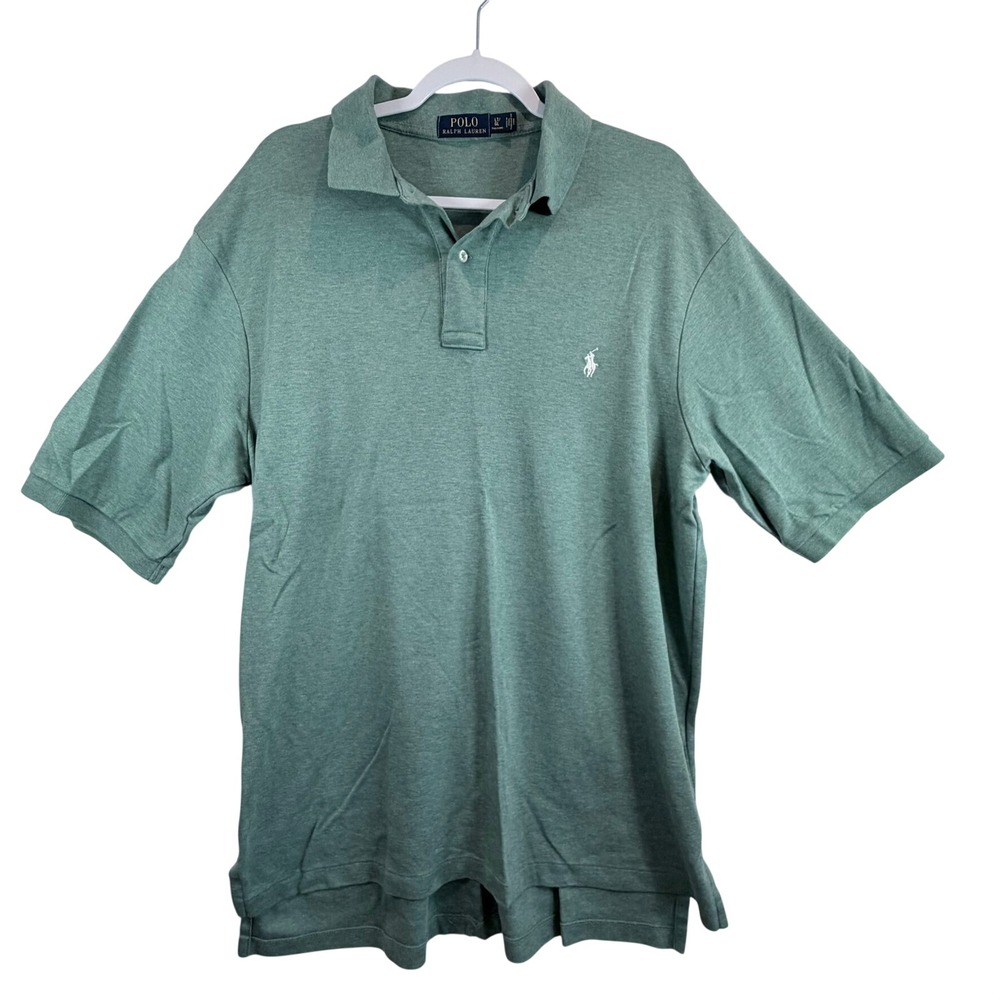 Polo Ralph Lauren Polo Shirt Mens LT Green Short Sleeve Heathered Cotton Pony